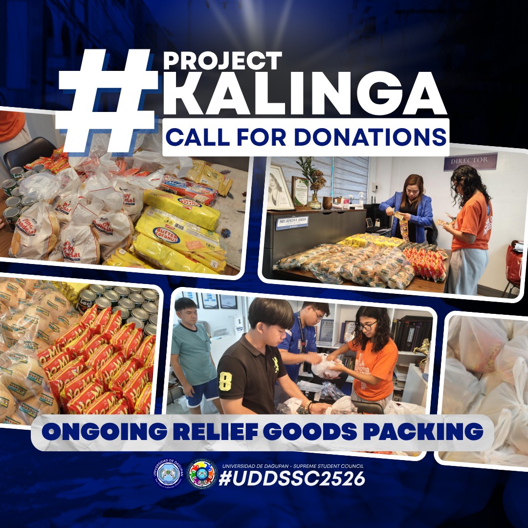 The Supreme Student Council of Universidad de Dagupan, together with the Student Affairs Office, is actively preparing relief packs for those affected by the typhoon.