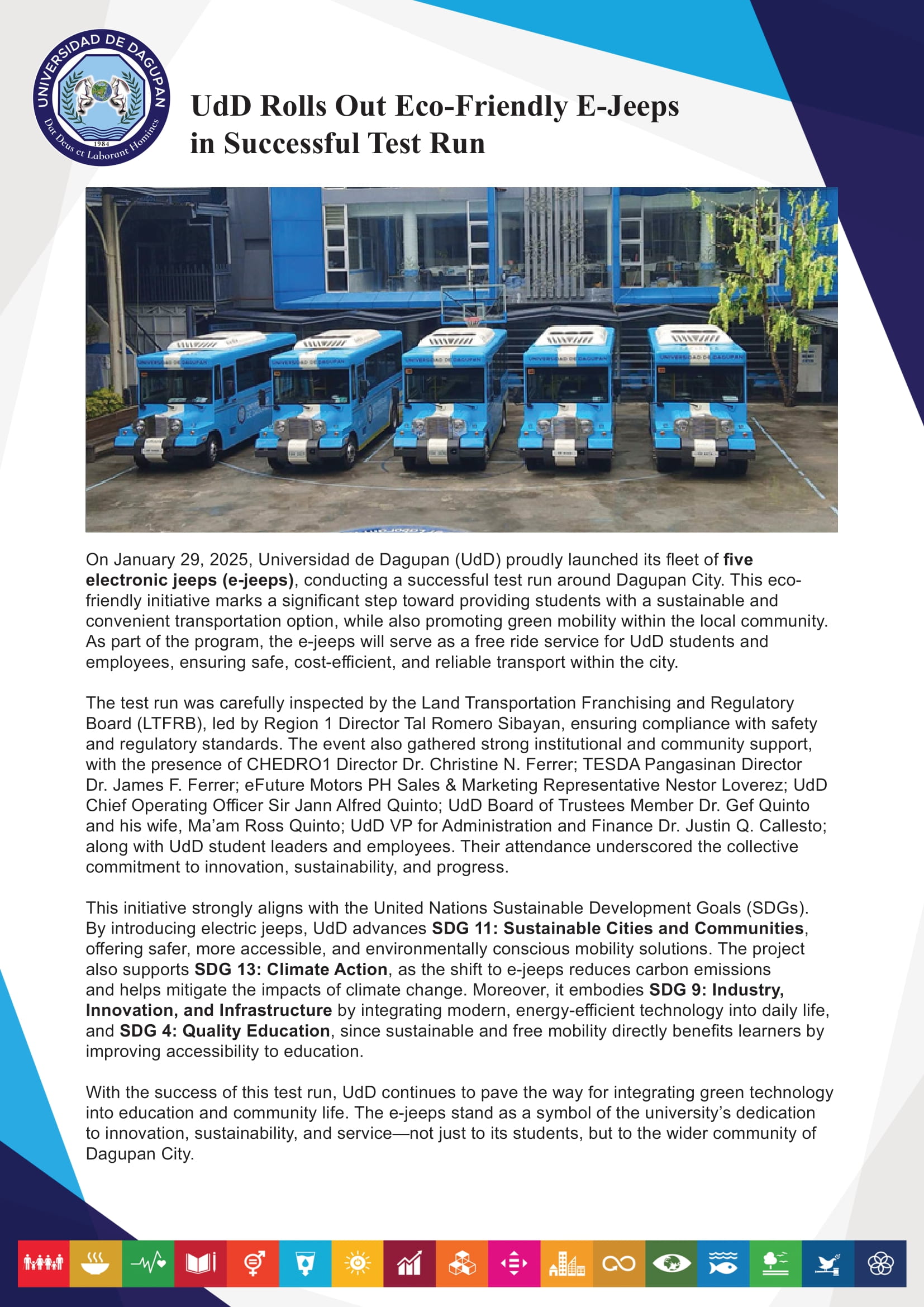 UdD Rolls Out Eco-Friendly E-Jeeps in Successful Test Run