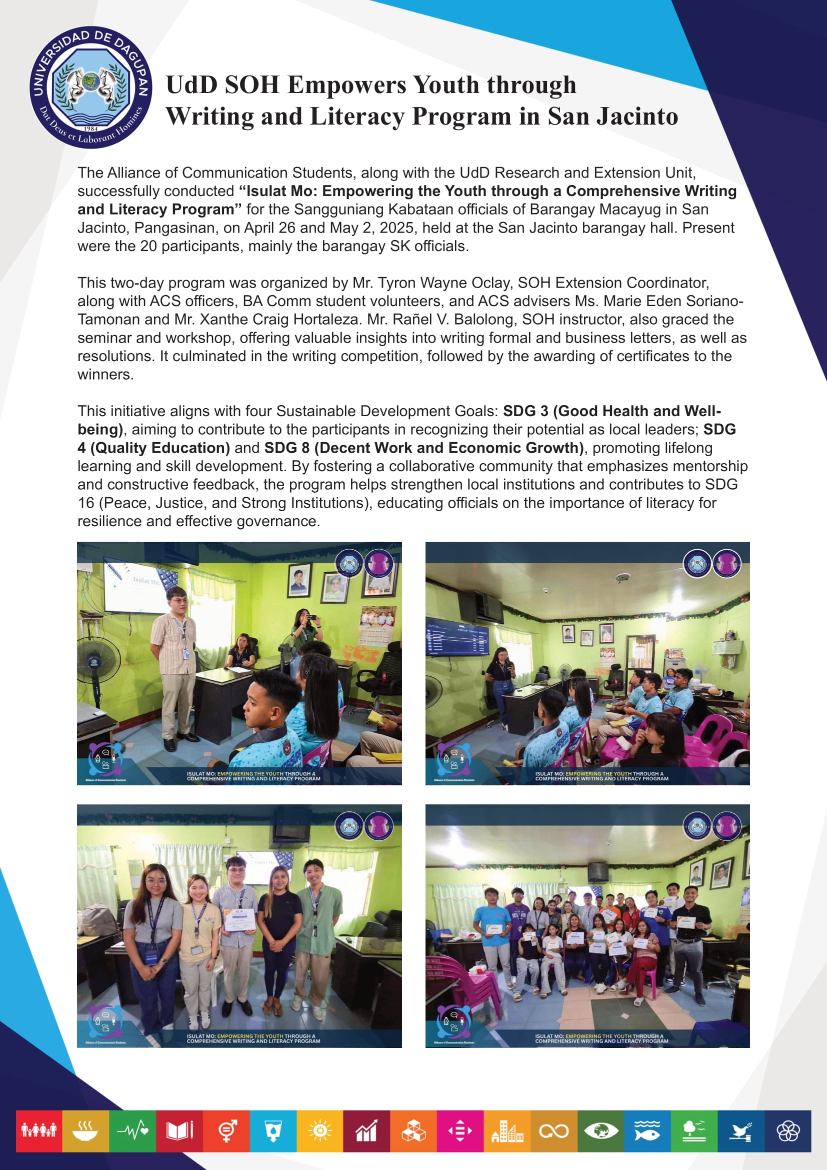 UdD SOH Empowers Youth through Writing and Literacy Program in San Jacinto