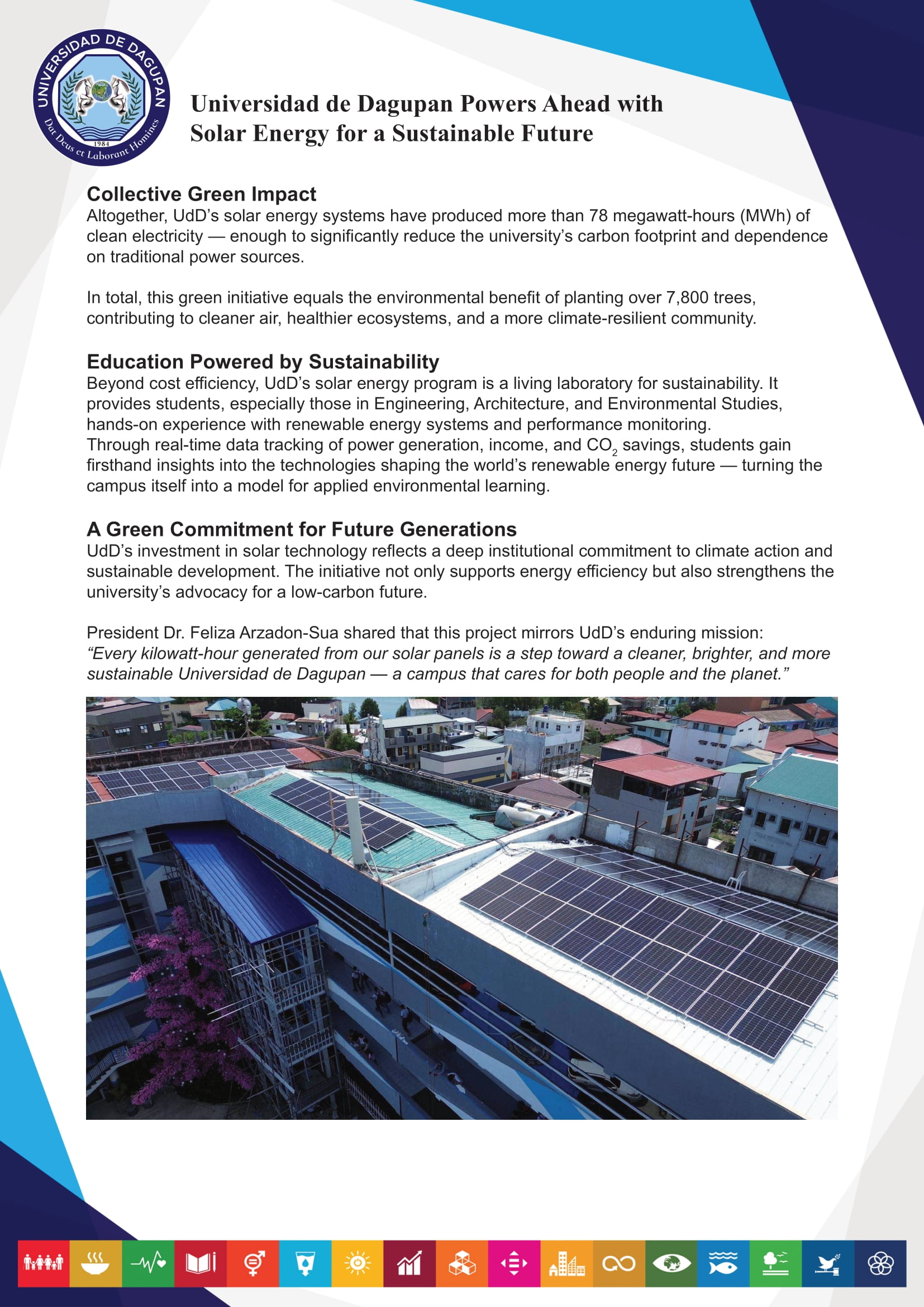 Universidad de Dagupan Powers Ahead with Solar Energy for a Sustainable Future
