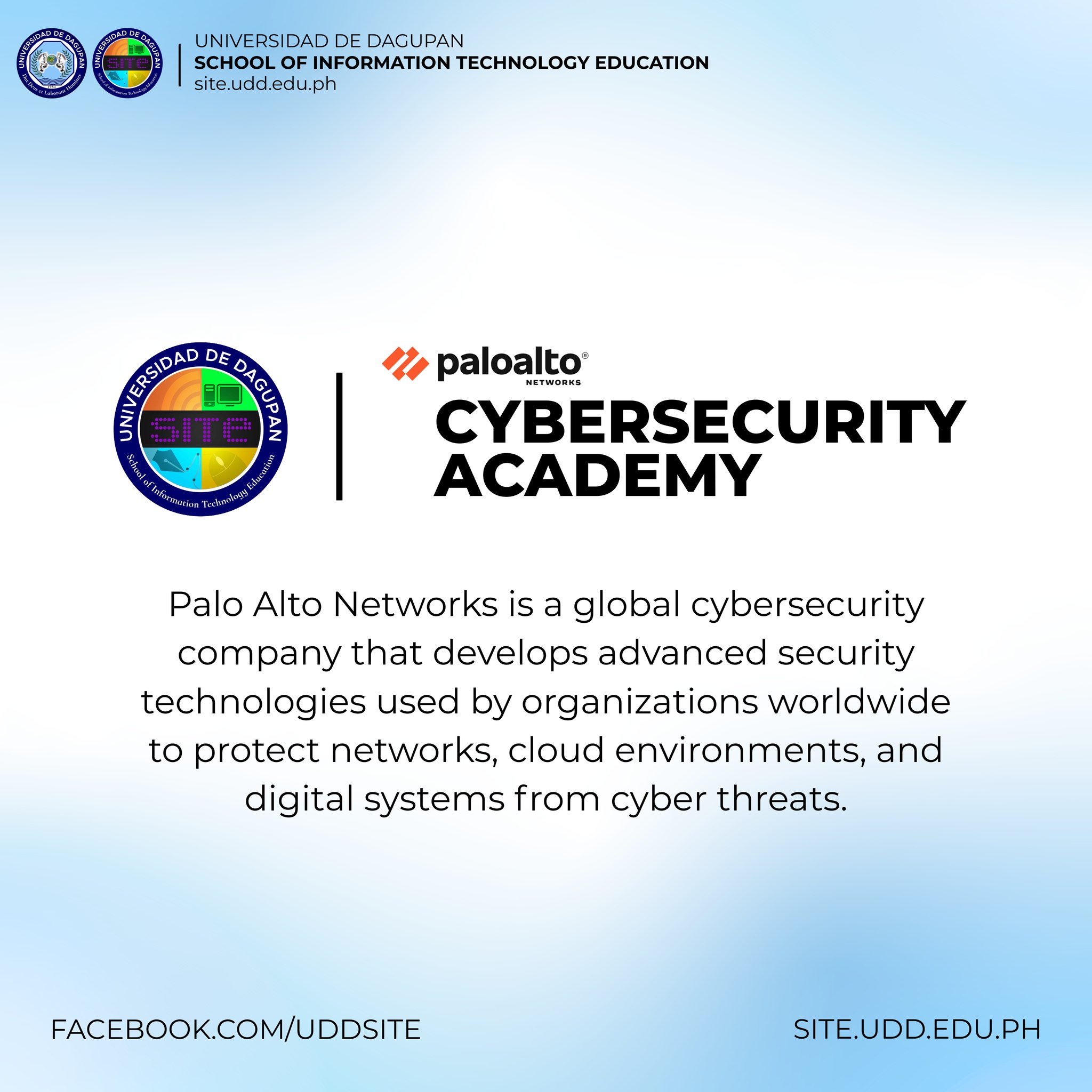 Universidad de Dagupan School of Information Technology Education formally announces its partnership with the Palo Alto Networks Cybersecurity Academy