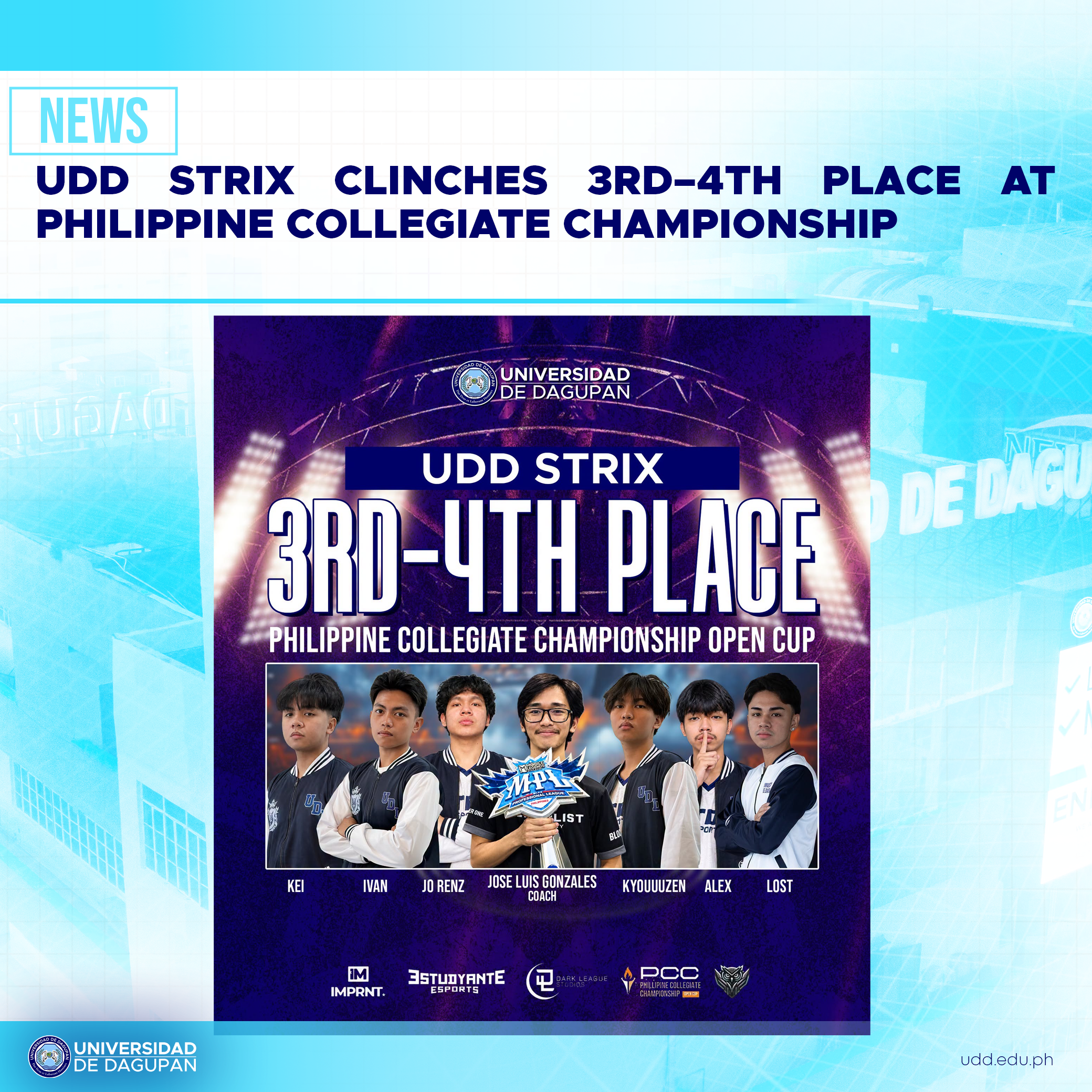 UDD STRIX CLINCHES 3RD–4TH PLACE AT PHILIPPINE COLLEGIATE CHAMPIONSHIP