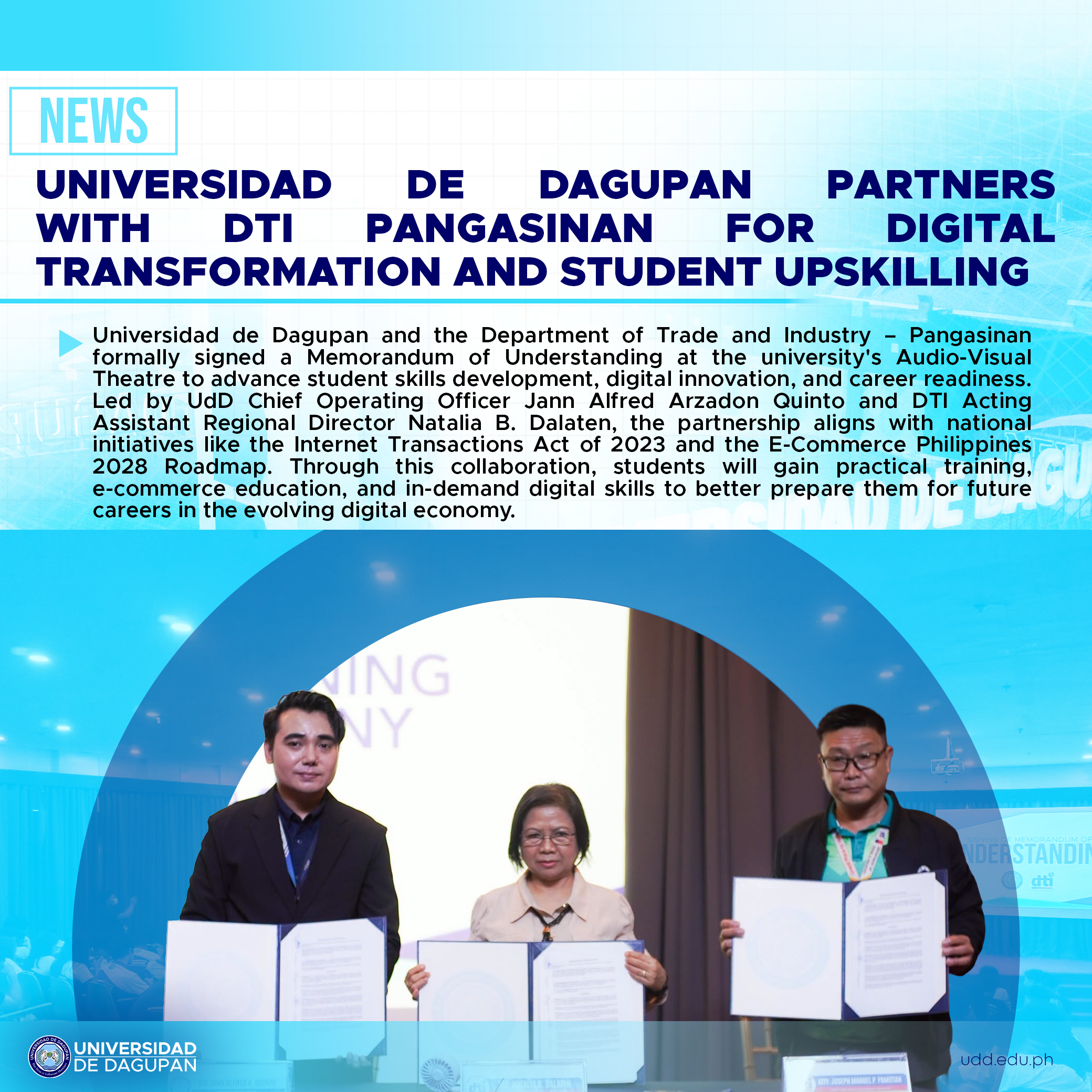 Universidad de Dagupan Partners with DTI Pangasinan for Digital Transformation and Student Upskilling